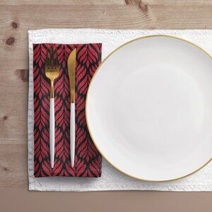 NWT Porter Anna- Red & Black Cotton Napkin 4-set, Palm